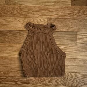 Aerie Brown Ribbed Crop Top